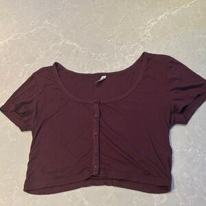 Sunday Best Deep Purple Button-Up Crop Top